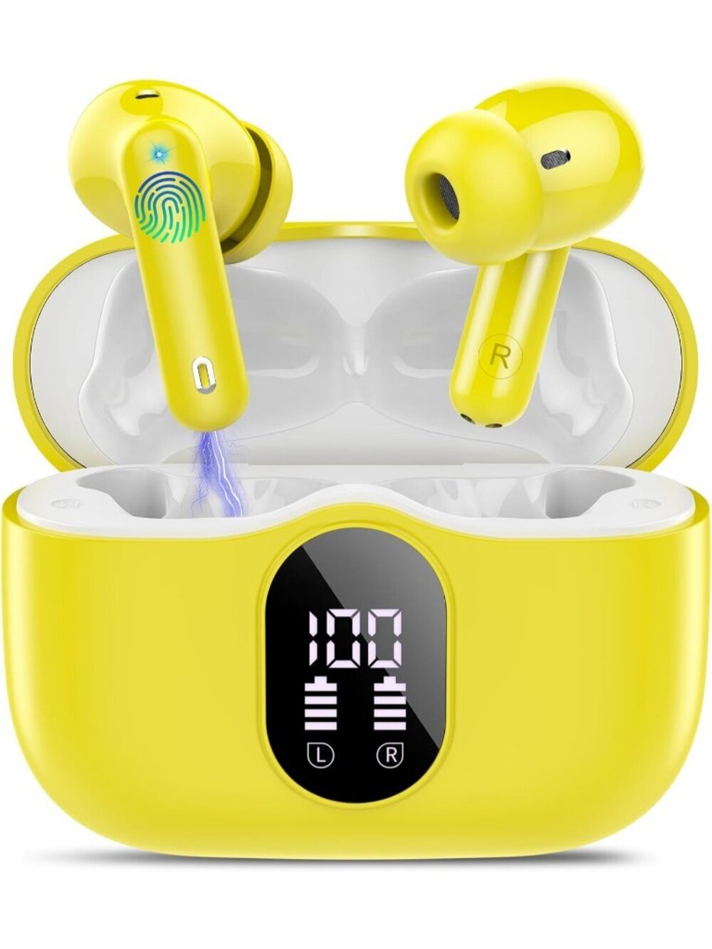 Wireless Gold Yellow Bass Stereo Noise Cancelling 36H Playtime Bluetooth Earbud